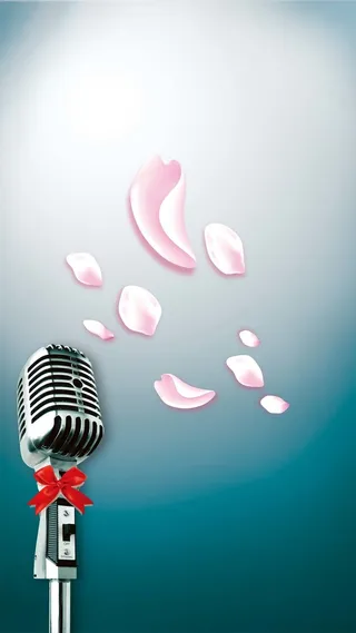 K歌金话筒花瓣商业H5背景高清