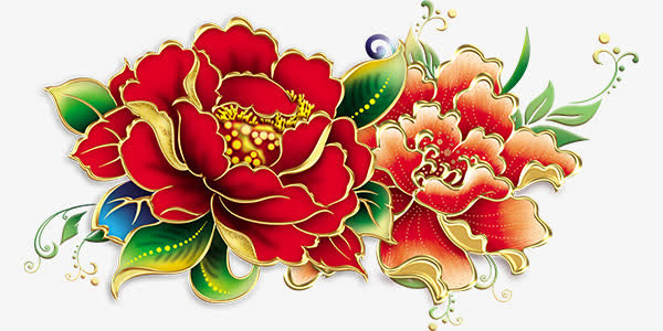 装饰的牡丹花免抠
