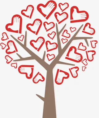 志愿者  志愿者树  手掌  红色免抠手绘/卡通卡通元素