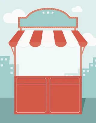 卡通街边摊位插画平面广告高清