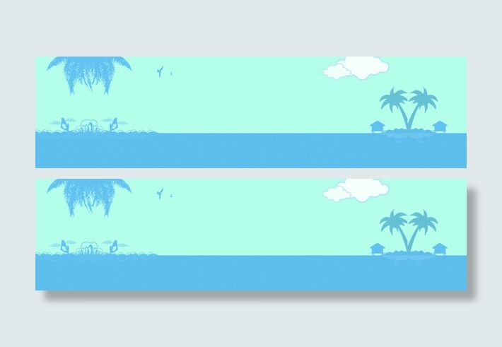 文艺小清新蓝色椰子树海鸟背景