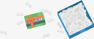 白色礼物挂钩手绘绿色礼盒免抠