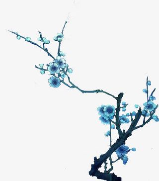 手绘枝叶梅花效果免抠