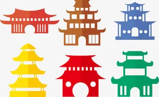 寺庙剪纸矢量免抠