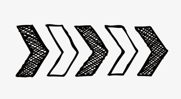 黑白铅笔卡通手绘箭头免抠