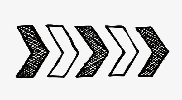 黑白铅笔卡通手绘箭头免抠