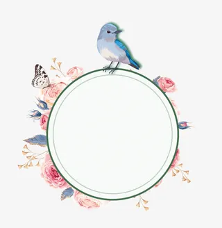 唯美花朵圆形边框纹理免抠