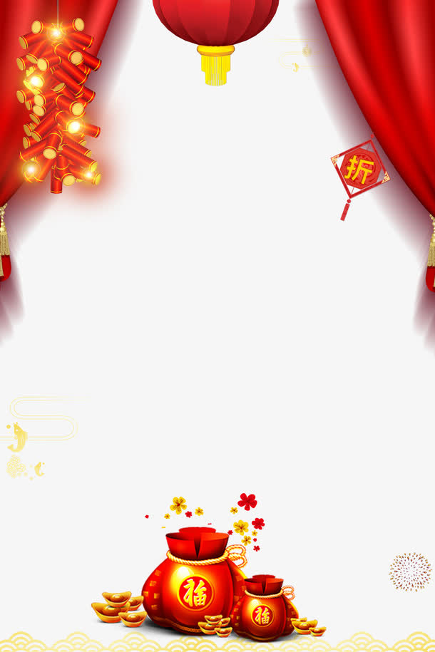新年盛惠边框背景psd分层图