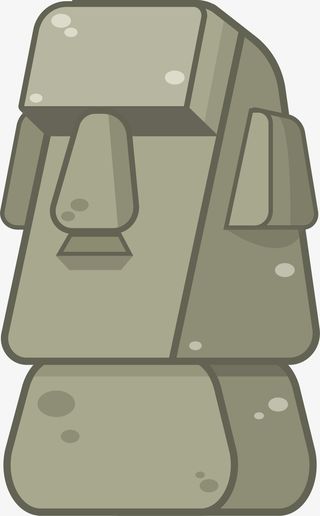 灰色卡通立体复活节雕像免抠