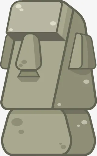 灰色卡通立体复活节雕像免抠