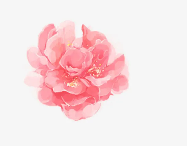 手绘粉红花免抠