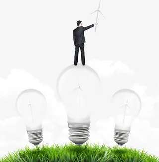 灯泡上的商务男人免抠