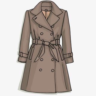 手绘女士风衣矢量元素免抠