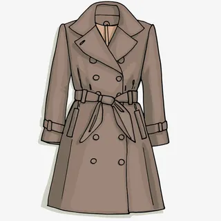 手绘女士风衣矢量元素免抠