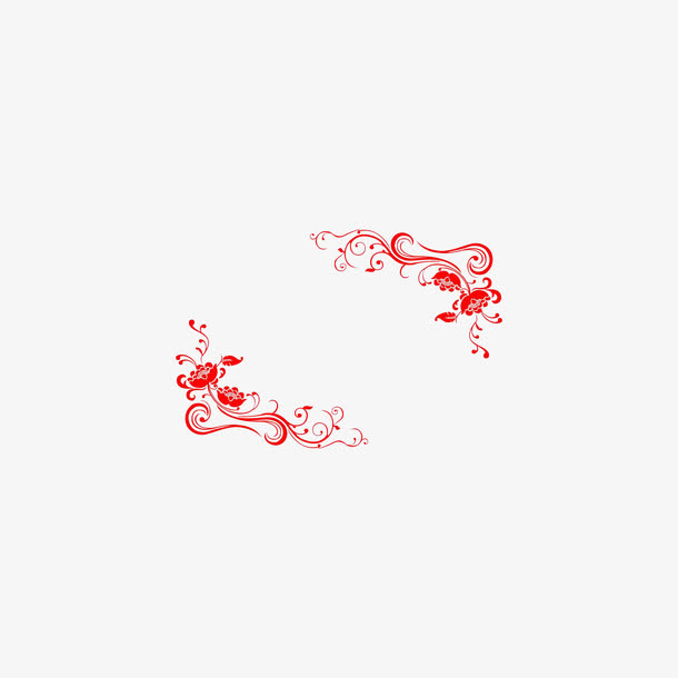 红色花纹免抠