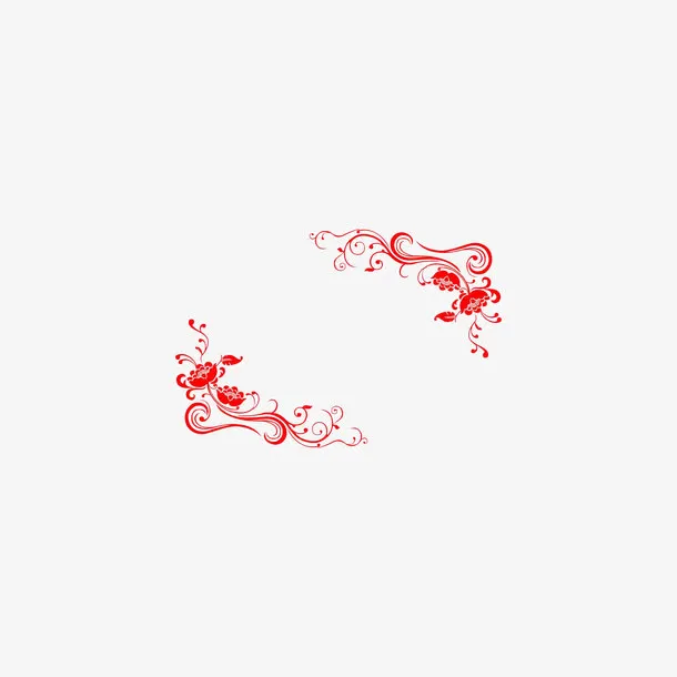 红色花纹免抠
