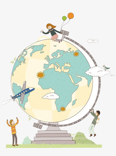 站在地球仪上的孩子免抠