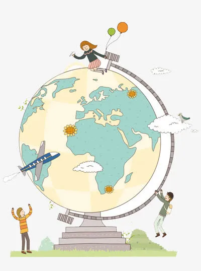 站在地球仪上的孩子免抠