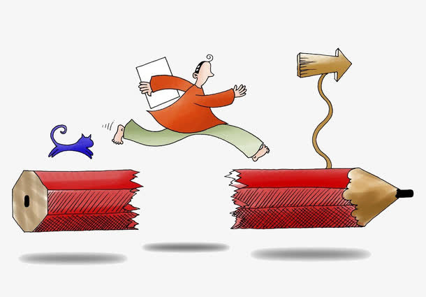 小人在断裂的笔上跳跃免抠