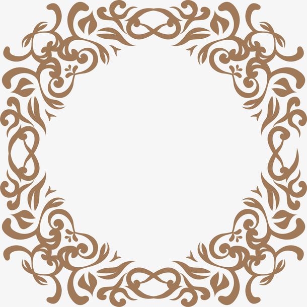 咖啡色花藤框架免抠