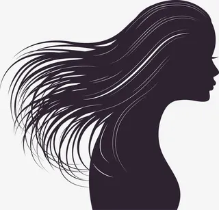 简约长发美女剪影矢量图免抠