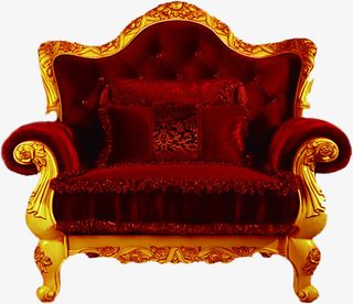 红色绒质沙发样式招聘海报免抠