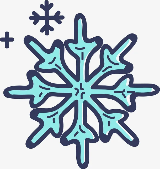 圣诞节蓝色手绘装饰雪花矢量图案免抠