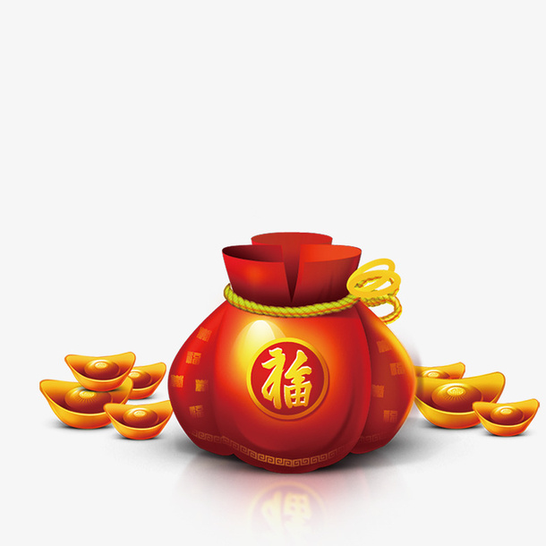 卡通红包福袋金元宝装饰免抠