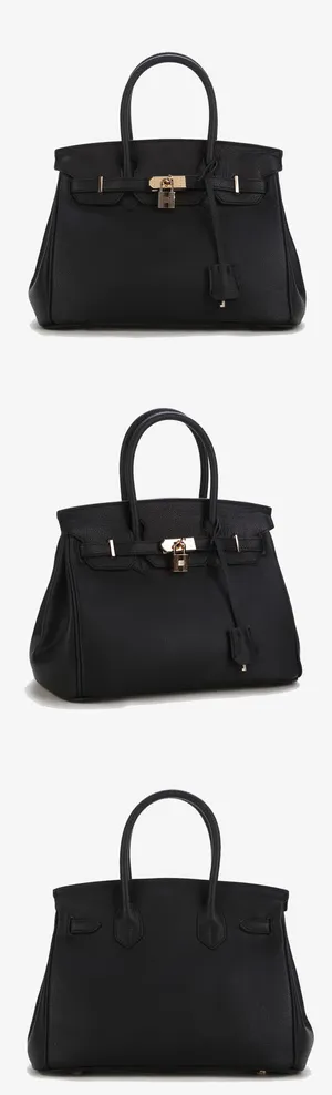 黑色锁头手提女包免抠