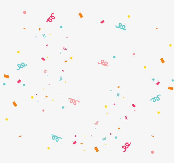 多彩礼花彩带漂浮素材免抠