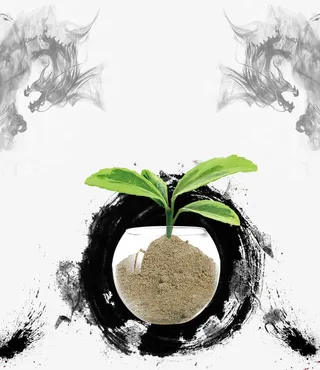 灰色中国风保护免抠