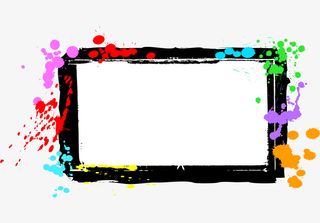 炫彩墨迹黑色边框免抠