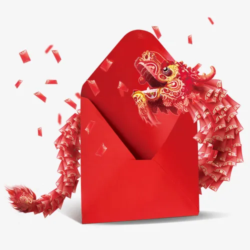 红色卡通装饰红包设计图免抠