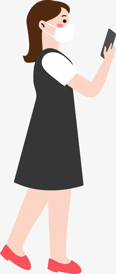 戴口罩看手机的人免抠