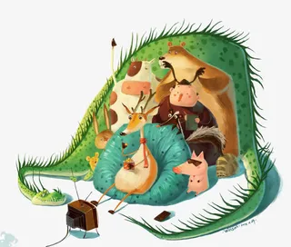 看电视的小动物免抠