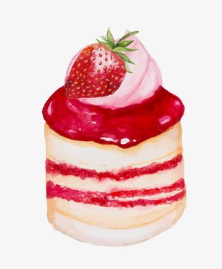 手绘草莓蛋糕免抠