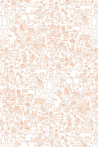 黄色线条生活百态壁纸免抠