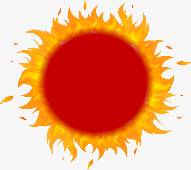 卡通红色猛烈太阳免抠