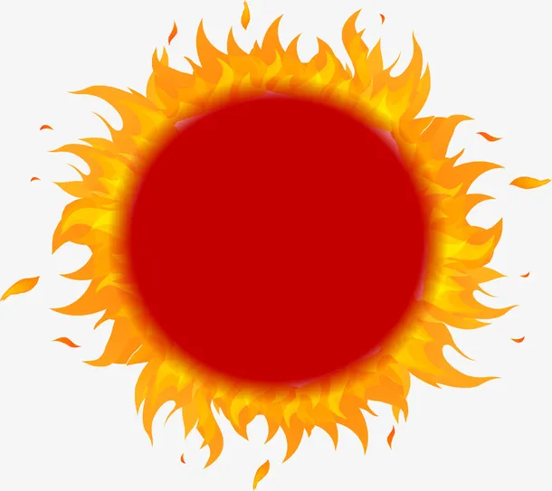 卡通红色猛烈太阳免抠