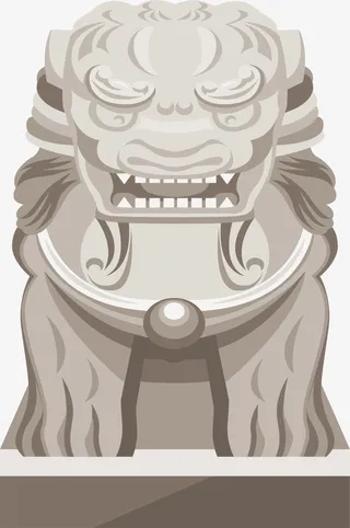 大气灰色石狮免抠