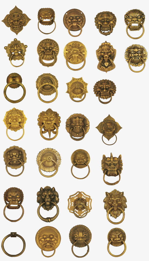 古代金色大门门口环免抠