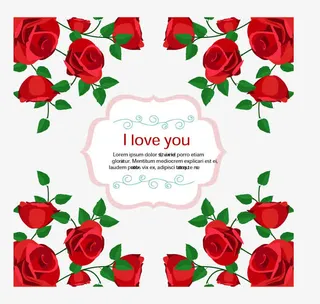 红玫瑰边框邀请函免抠