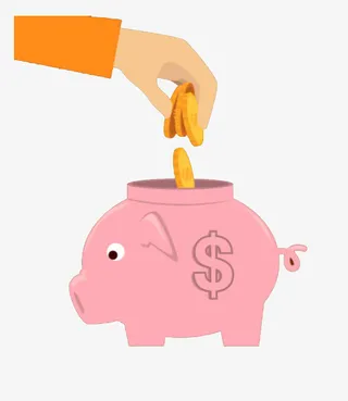 丢进小猪存钱罐的金币免抠