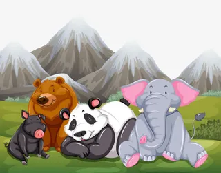 卡通动物群免抠