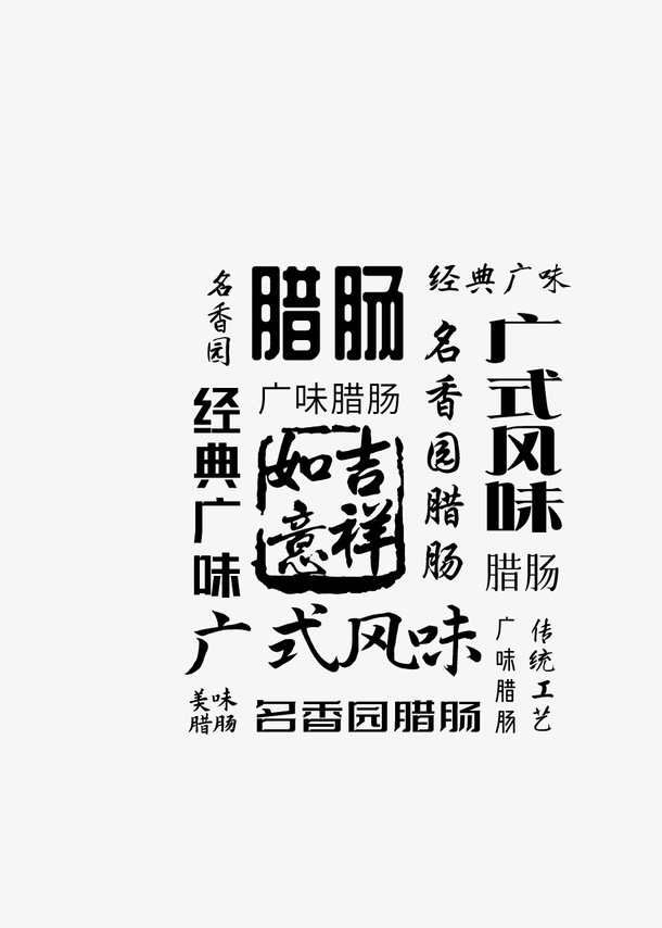 腊肠福字吉祥底纹免抠