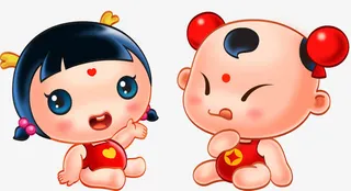 金童玉女春节美食宝宝免抠