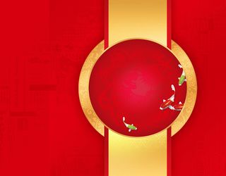 红底复古锦鲤海报背景模板高清