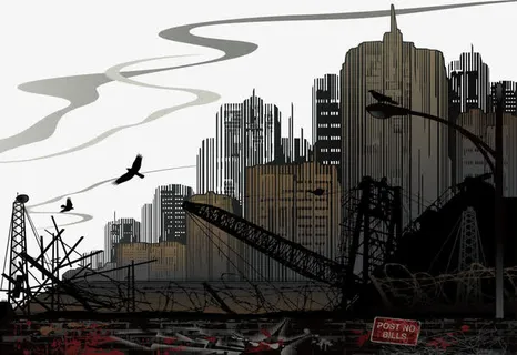 灾难后的城市免抠