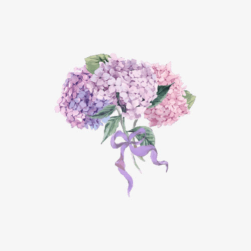 手绘浪漫唯美粉丁香捧花免抠免抠