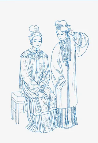 简约手绘古典人物免抠